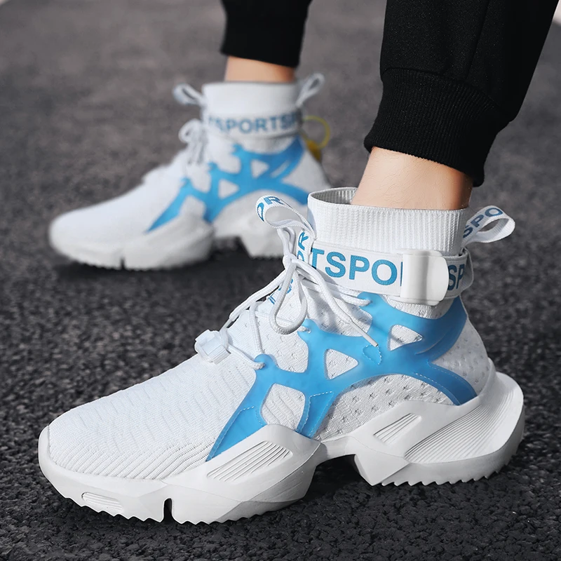 Мужские кроссовки для бега с высоким берцем Легкие на массивном каблуке дышащие