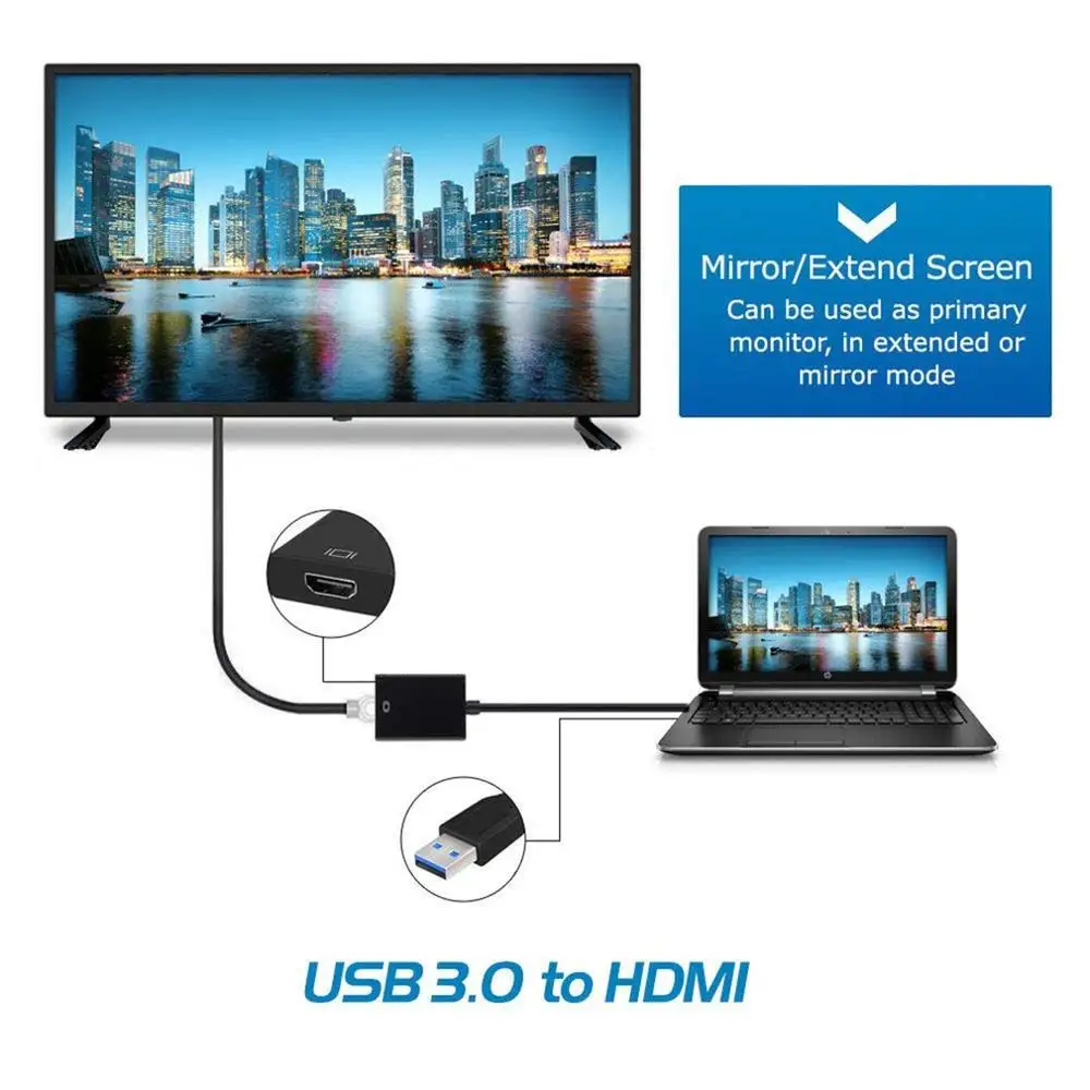 Кабель-переходник с USB 3 0 на HDMI-совместимый женским аудио-и видеоадаптером для