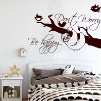 sloth do not worry be happy quote wall door decals sloth inspirational quote tree wall stickers bedroom vinyl decor lw234