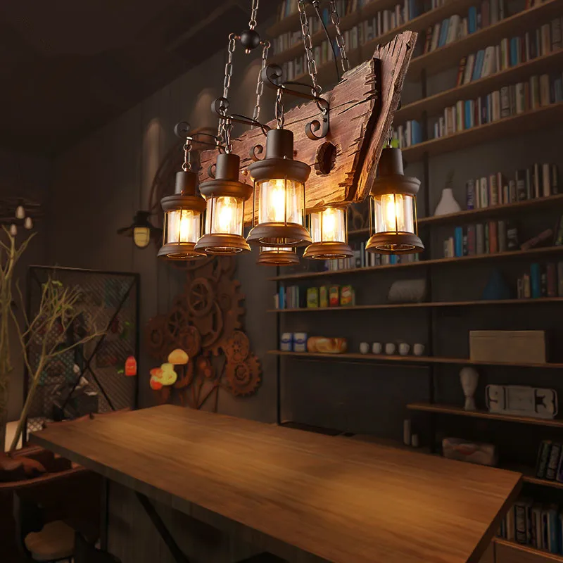 Подвесная лампа в стиле ретро индастриал 6 лампочек накаливания