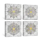 Настенная Картина на холсте с изображением мандалы серого и желтого цвета, плакаты, декоративные картины, декор в стиле бохо для спальни, ванной, дома, офиса