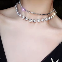 new fashion personality shiny crystal rhinestone womens necklace clavicle chain temperament short neck chain gift