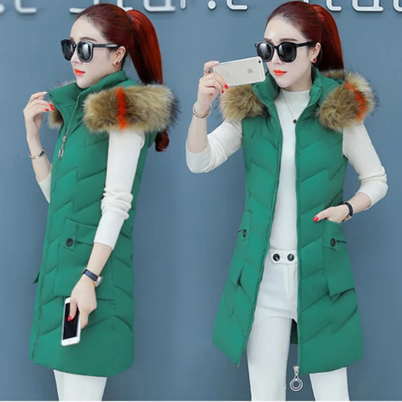 Женская куртка жилет зимнее меховое пальто с капюшоном Теплое повседневное