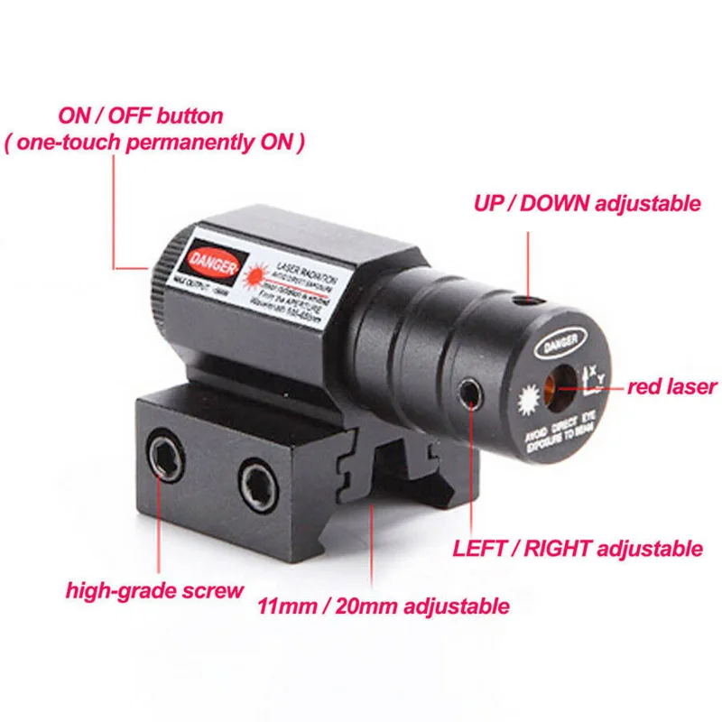 Лазерный прицел с красной точкой для Пикатинни и винтовки Регулируемое