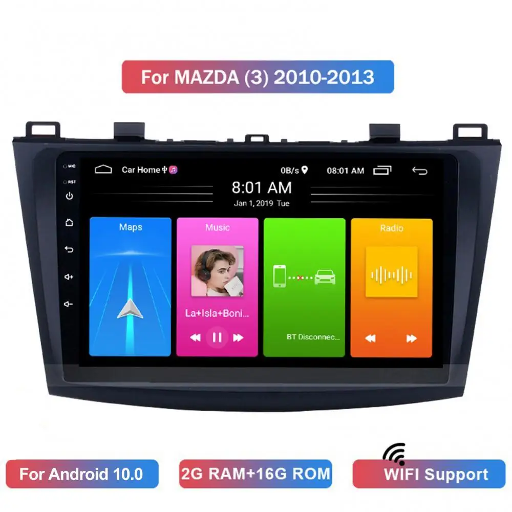 

2+16GB 9 Inch New Style Multifunction Car Radio Stereo GPS Navigation WiFi for Mazda 3 04-13 Android10.0 Car Accessories Goods