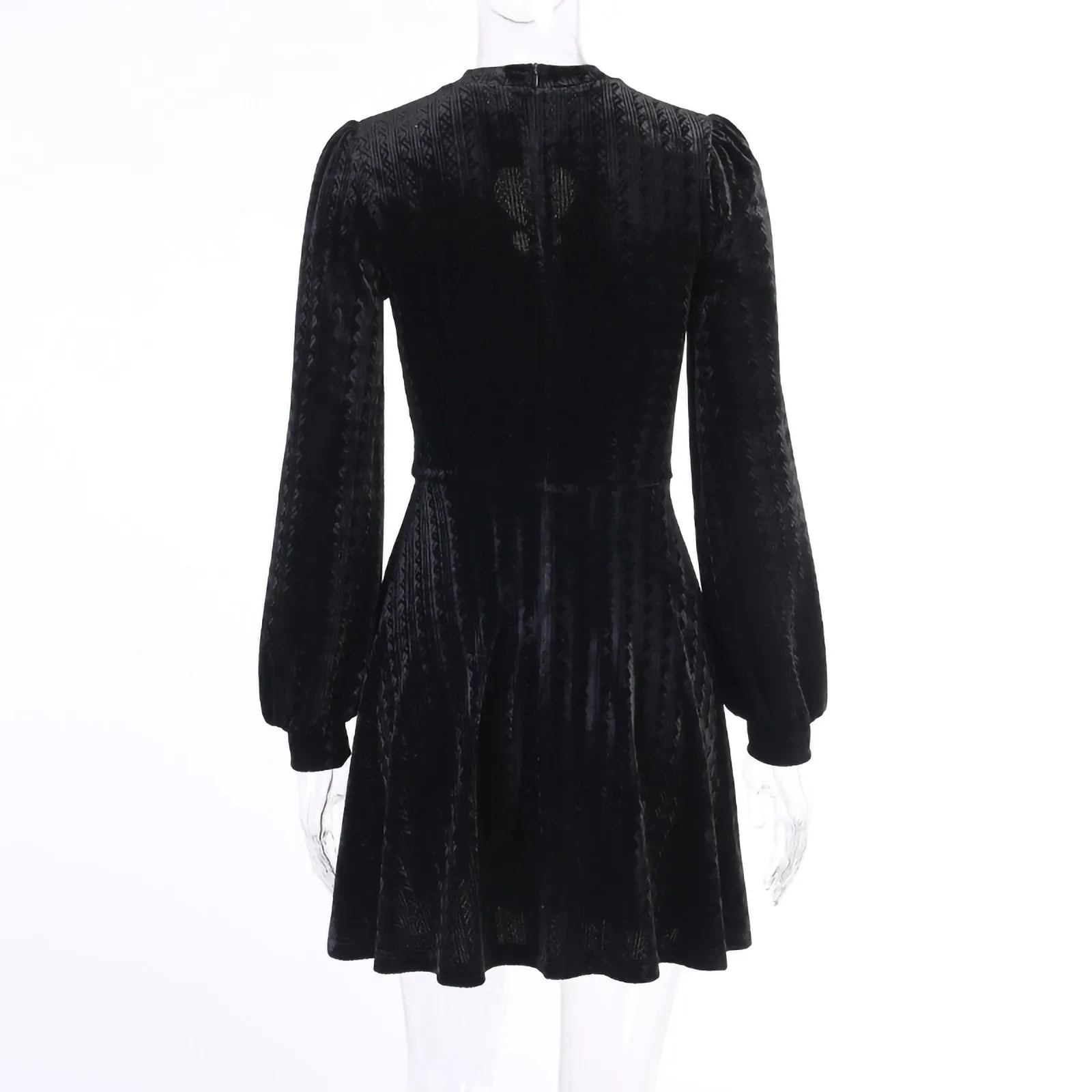 

Womens Dress Gothic Slim Chain Solid Color Long Sleeve Retro Belted Zip Dress