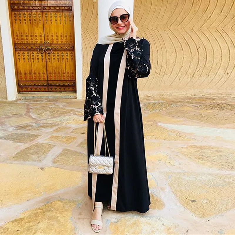 

Abaya мусульманский кружевной женский кардиган с длинным рукавом, кружевное платье, арабское исламское Рамадан, платье, марокканский кафтан, Повседневное платье, кафтан, одежда