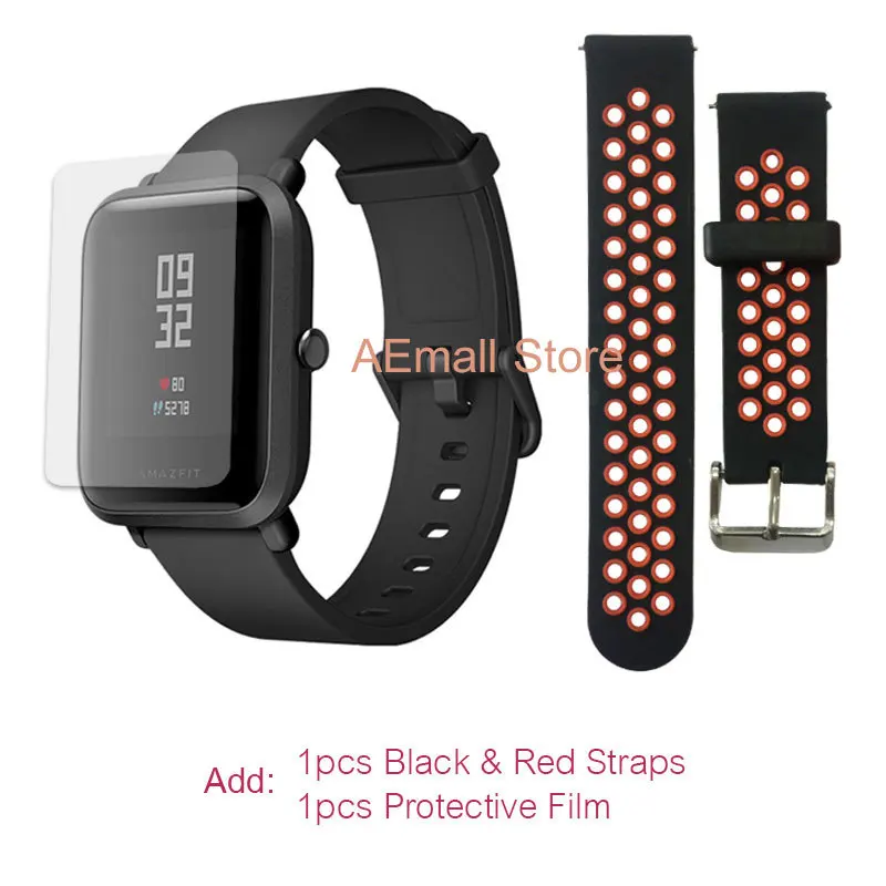 КУПОН Умные Смарт часы Xiaomi Amazfit bip часы [watch] с gps Huami Фитнес браслет Смарт-часы [Smartwatch] - Цвет: Red Film