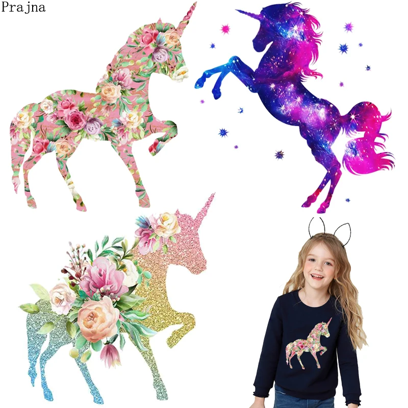 Prajna железо на переноске для одежды Полоски ЦВЕТОК нашивка единорога термо