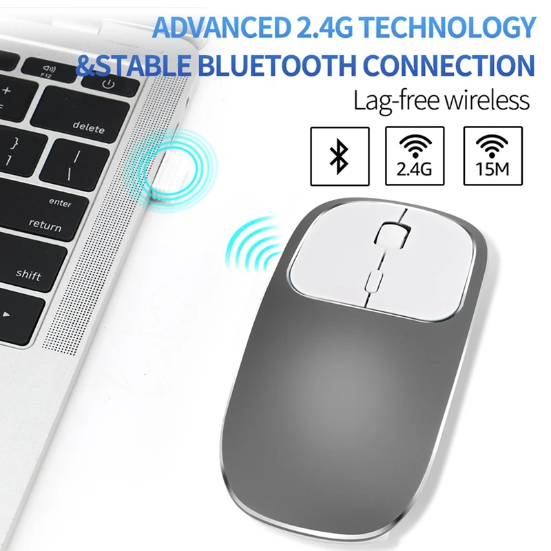 Металлический Bluetooth и 2 4G беспроводная мышь сплав ультра тонкий перезарядки
