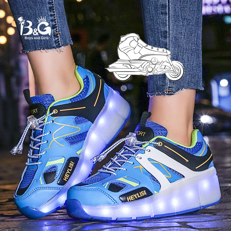 B & G светодиодный светильник для скейтбординга на колесах детская обувь Мужская