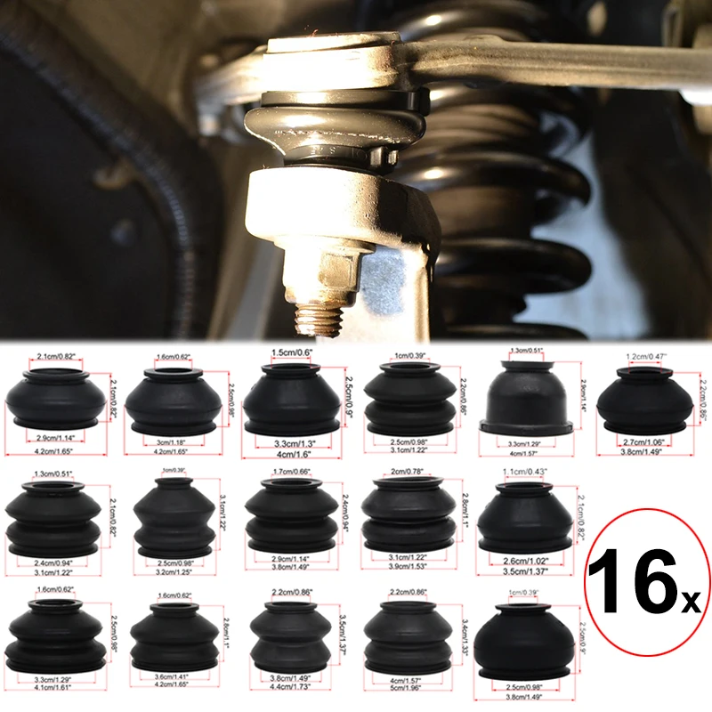 

16x Universal Multipack Ball Joint Rubber Dust Boot Covers Track Rod End Set Kit With Tongue And Groove Fastening System