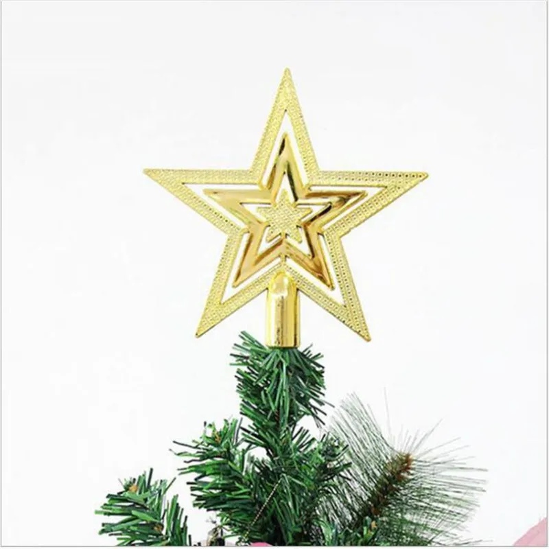 1 шт Горячая Распродажа полая Елка Топ Звезда 10 см трехслойная позолоченная
