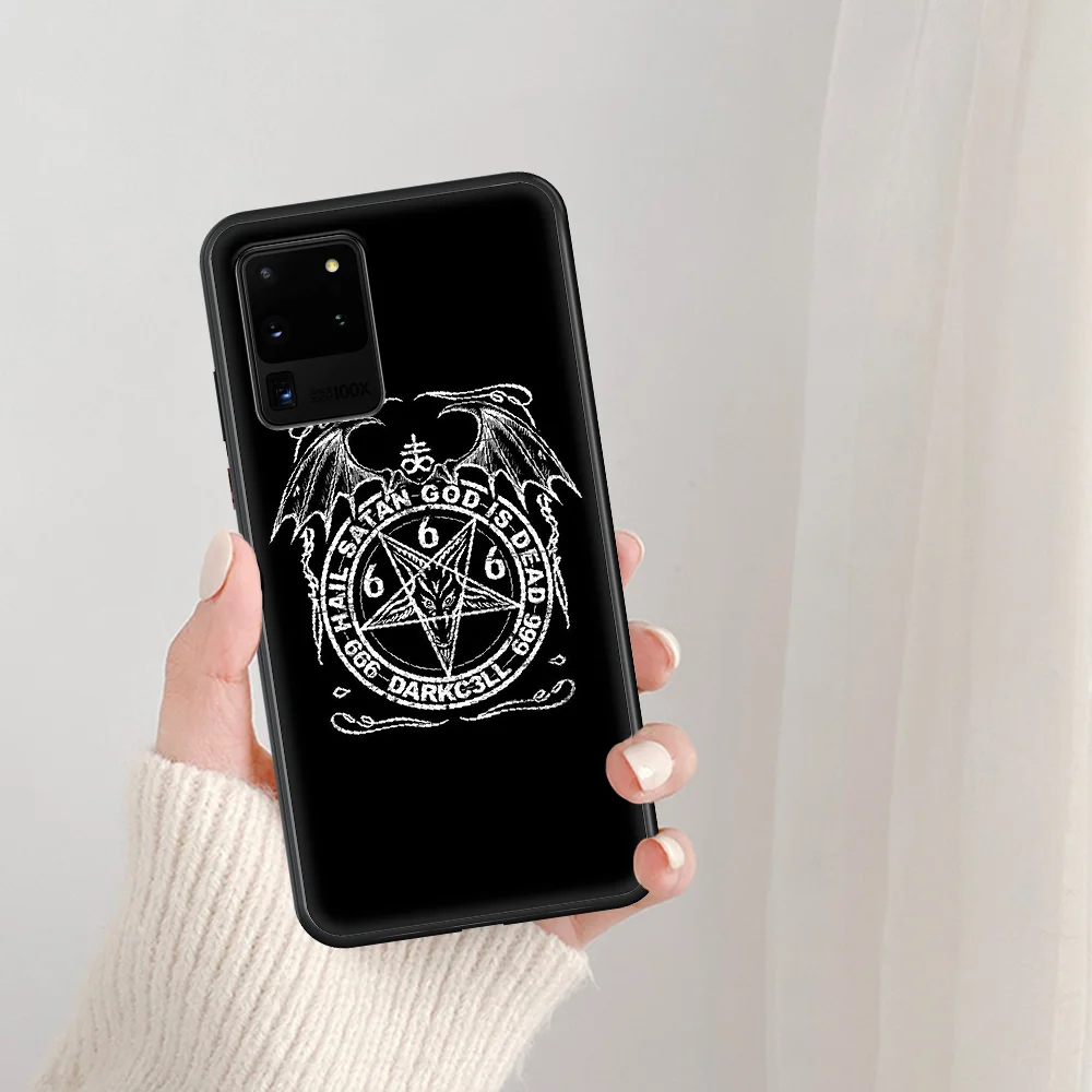 

Pentagram 666 Demonic Satanic Phone Case For Samsung Galaxy Note S 8 9 10 20 Plus E Lite Uitra black Bumper Soft Shell 3D Funda