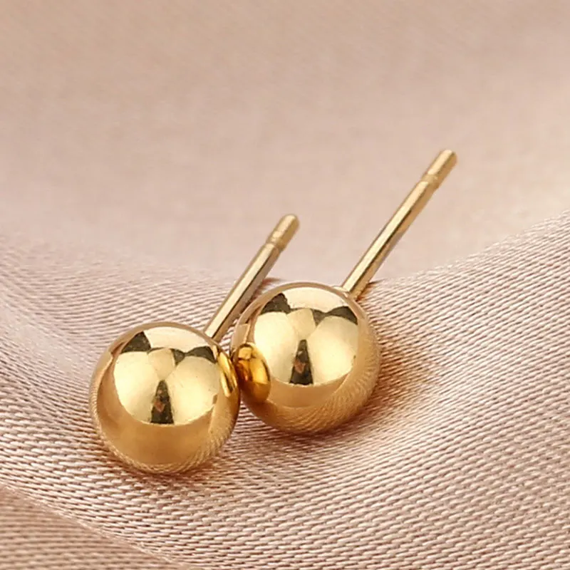 Женские однотонные круглые серьги-гвоздики 1 пара сережек золотого и черного