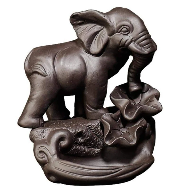 

Ganesha Elephant God Buddha Statues Backflow Incense Burner, Smoke Waterfall Incense Holder, Office Teahouse Decor
