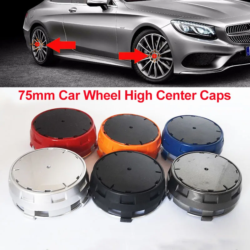 

Good Quality for 75mm Wheel High Hub Caps Covers ABS Car Logo Star Emblem Wheel Center Cap Badge 6 colors Auto Accessory