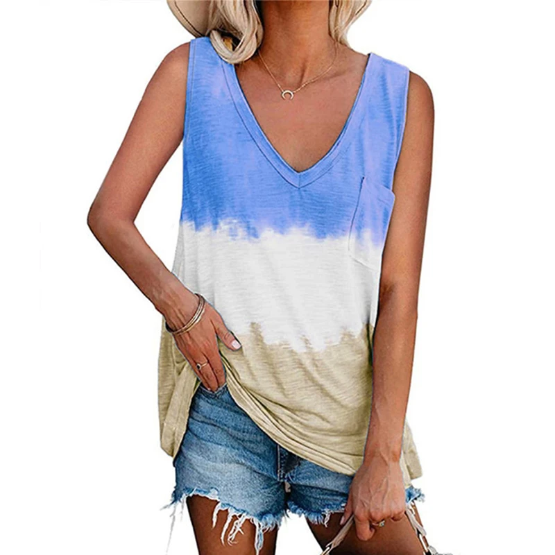 

Women's Fashion Tops Tee Shirts Women T-shirt Summer Casual V-neck Loose Vest T Shirt Sleeveless Female Tops