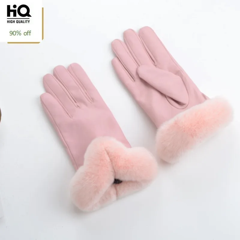 2020 New Arrival Female Winter Gloves Fashion Fur Women Solid Motorcycle Comfortable Guantes Mujer Cuero | Аксессуары для одежды