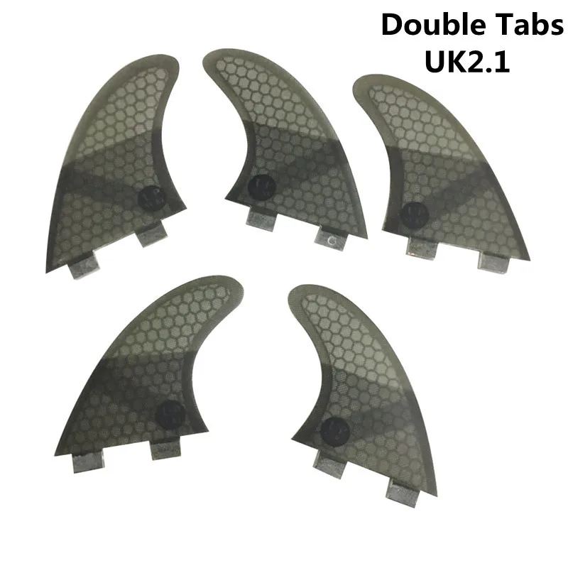 Double Tabs UK2.1 Fins Fiberglassfins 5 in perset tri-quad fin set surfboard fins 4 colors green/blue/red/grey upsurf logo