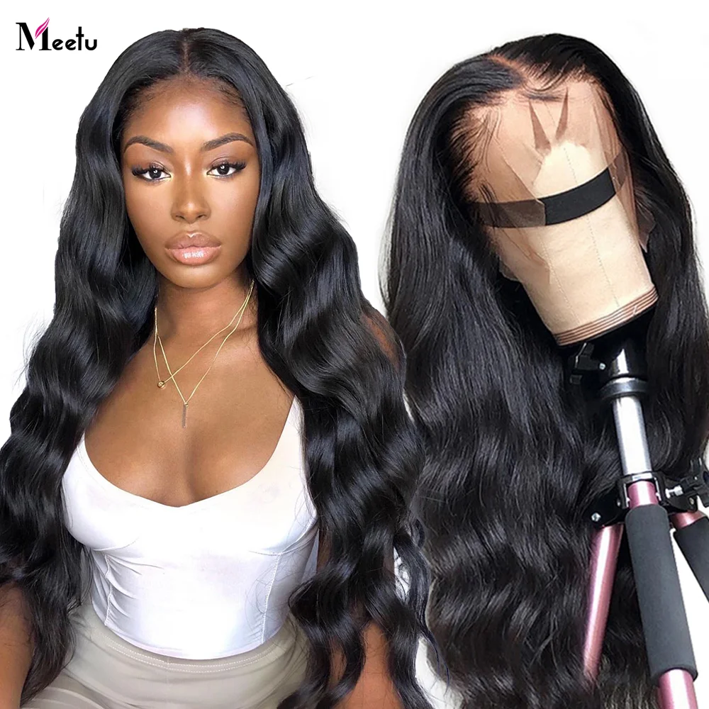 Meetu Body Wave Wig Human Hair Wigs For Black Women Middle Part Lace Frontal Wigs Pre Plucked Wig Brazilian Remy Lace Front Wigs