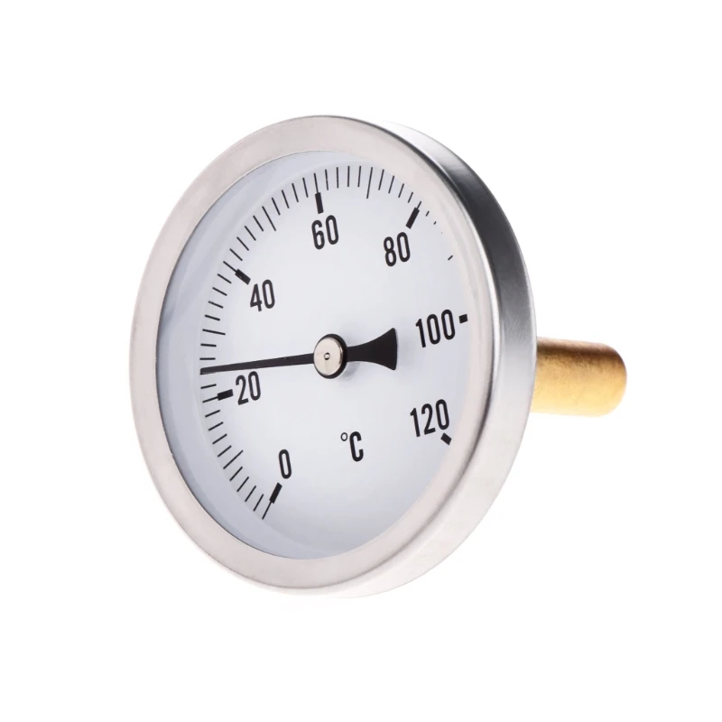 

63mm Dial Horizontal Thermometer Aluminum Temperature Gauge Meter Liquid Water