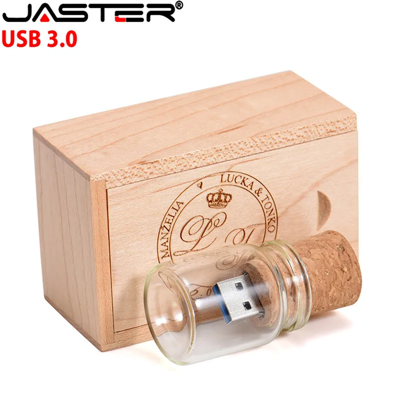 JASTER Лидер продаж USB 3 0 стеклянная бутылка для дрифта пробка 4 ГБ 8 16 32 64 держатель