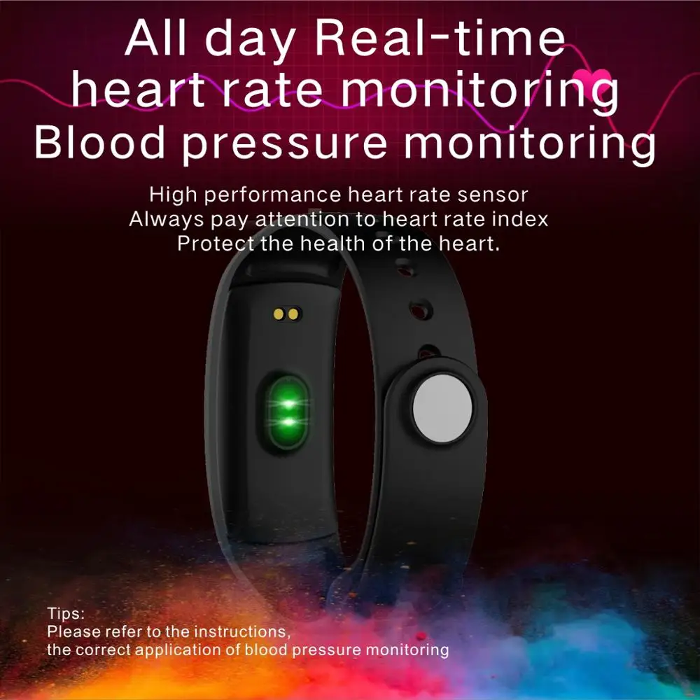 QS90 плюс красочный экран Smartband Спорт фитнес-трекер Водонепроницаемый Монитор