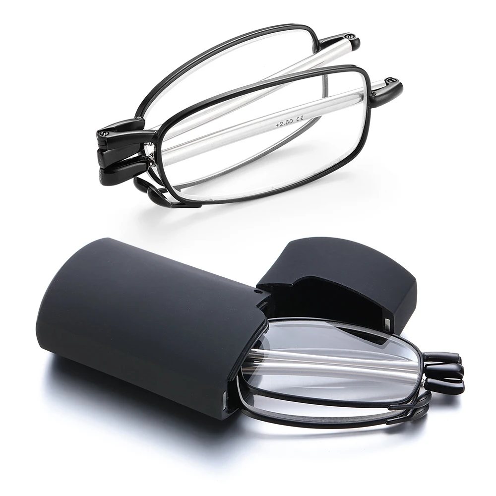 

New Exquisite Presbyopia Glasses Small Lighter Box Anti Blue Light Antenna Folding Presbyopia Glasses + 1.0 ,+1.5,+2.0 To + 4.0