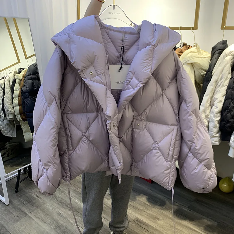 

Winter New Down Coat Women Hooded 90% White Duck Down Korean Version Down Jacket Short Coat Women