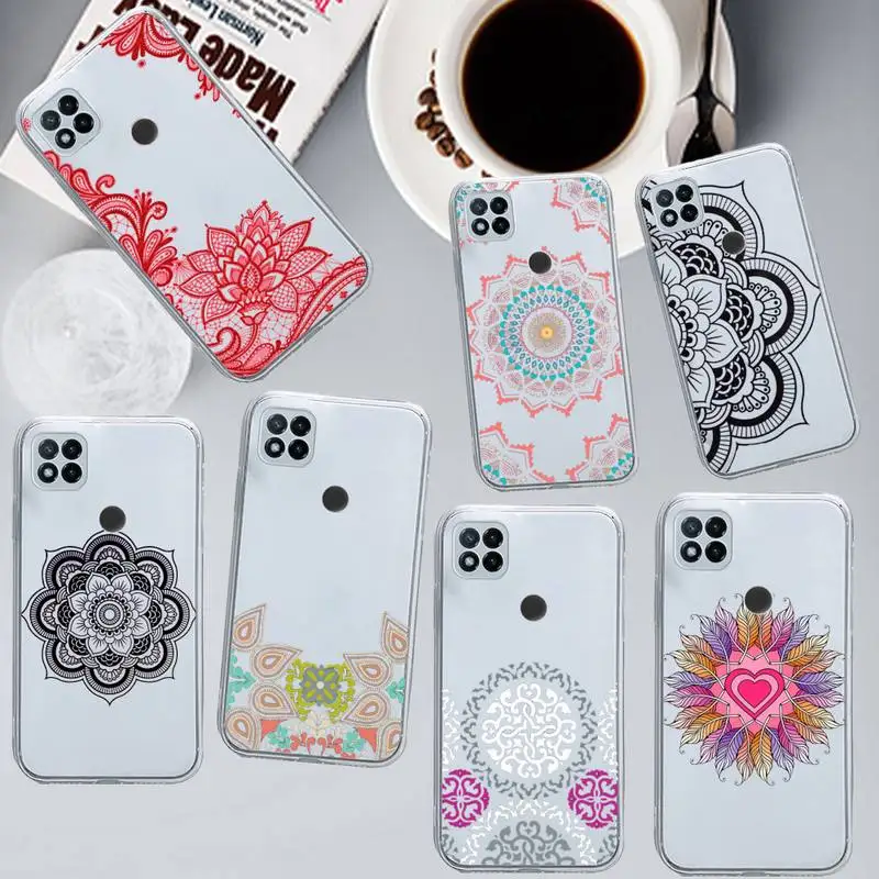

Mandala Lace Flower art Phone Case Transparent for Xiaomi redmi note 8 9 10 11 t lite pro ultra mix 4 k40