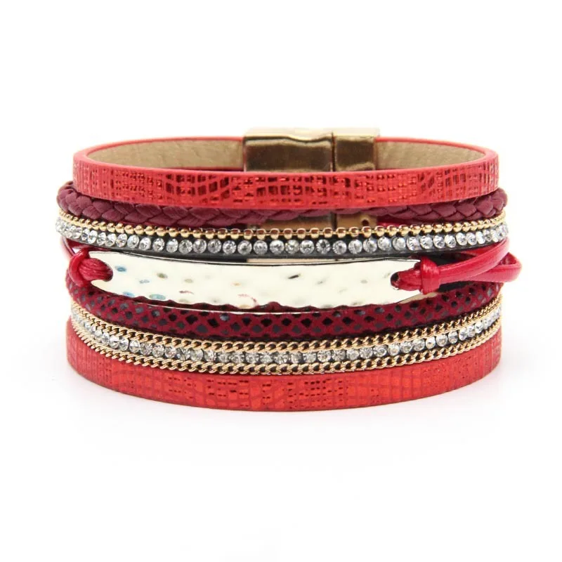 Многослойные плетеные кожаные браслеты для женщин модные из сплава веревки