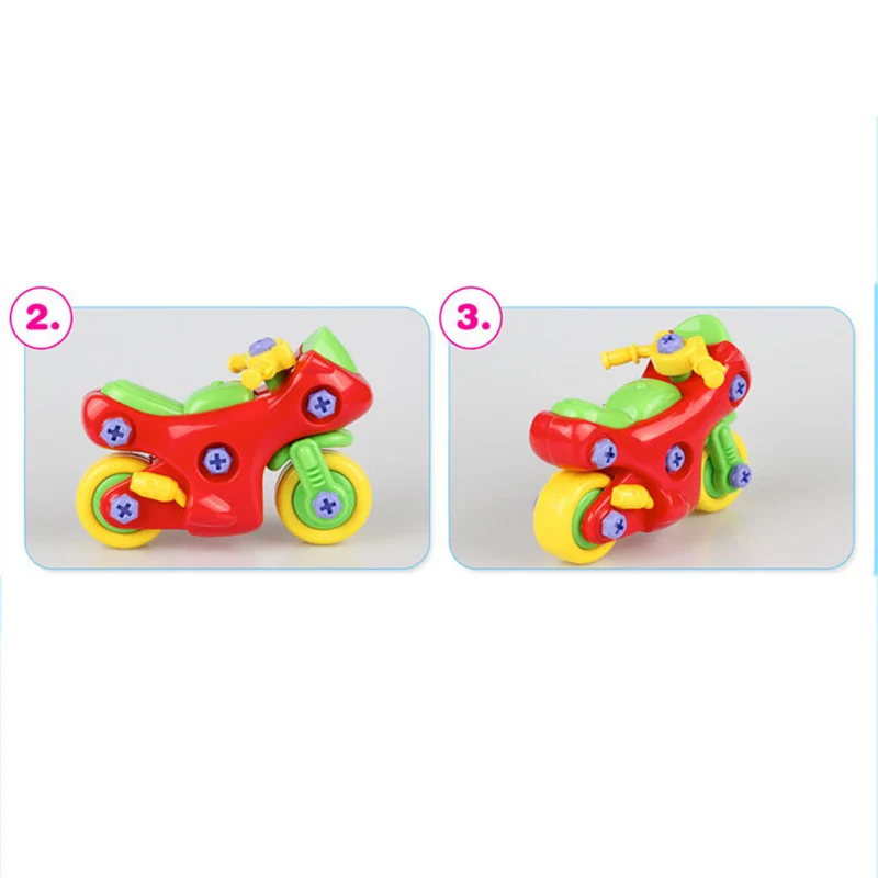 

Assembly Toy Colorful Plastic Assembled Motorcycle Train Model Toy Safe Material Colorful Toy For Over 3 Years Old Children
