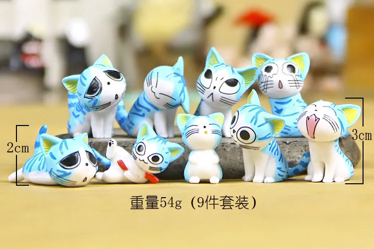 Kawaii 9 шт. маленькая фигурка кошки 3 см Микро пейзаж Маленький милый котенок