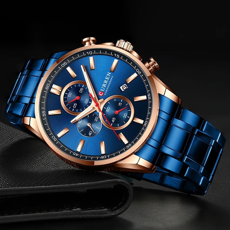 CURREN новые мужские часы с хронографом датой Лидирующий бренд большие спортивные