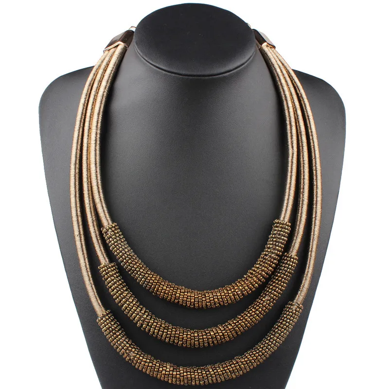 Африканская бижутерия модное многослойное ожерелье из плетеной веревки
