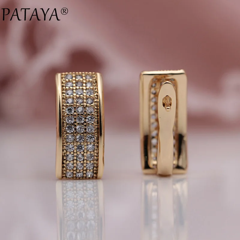 PATAYA, новинка, три ряда, натуральный циркон, висячие серьги, 585 розовое золото, женские модные ювелирные изделия, свадебные вечерние роскошные квадратные серьги