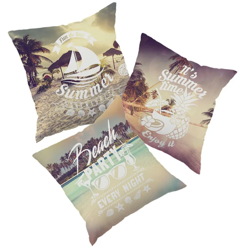 

America Style summer beach Printed Cushion Cover polyester Throw Pillow Case Cushion Cover for Home Sofa Car Decorative 45x45cm