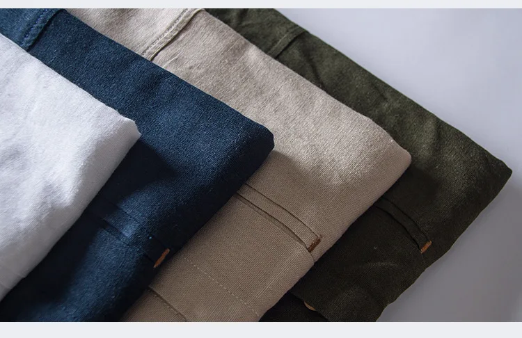 

collar Men's stand long sleeve shirt with pocket white khaki green blue japan style casual shirts men spring cotton linen shirt
