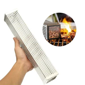 barbecue smoke box 12 inch stainless steel grill net outdoor portable gas electric charcoal grills barbecue tool accessories free global shipping