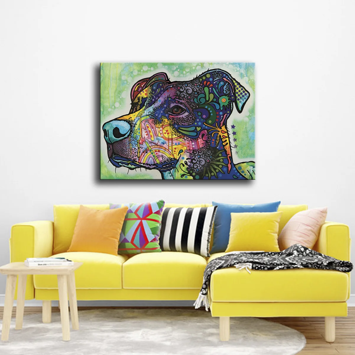Красочные собаки головы Животные Безрамное DIY Краски ing по номерам Wall Art на холсте