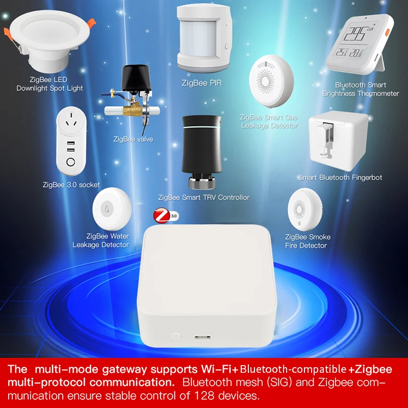 

Tuya Smart Wireless ZigBee 3.0 WiFi Bluetooth Mesh BLE Gateway Hub Bridge Work with Smart Life Alexa Google Home Control Center