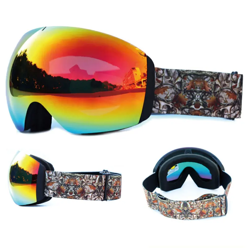 Black Red Lens Лыжные очки двухслойные Поляризованные линзы для катания на лыжах противотуманные UV400 очки для сноуборда мужские женские лыжные Чехол для очков - Цвет: Black Red Lens