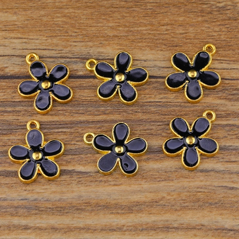 15 Pieces Gold DIY ремесло ювелирных изделий золото/серебро эмалированный Шарм-подвеска в виде цветка Подвески Аксессуары для женщин дети серьги браслет ожерелье изготовление - Окраска металла: 15 Pieces Gold