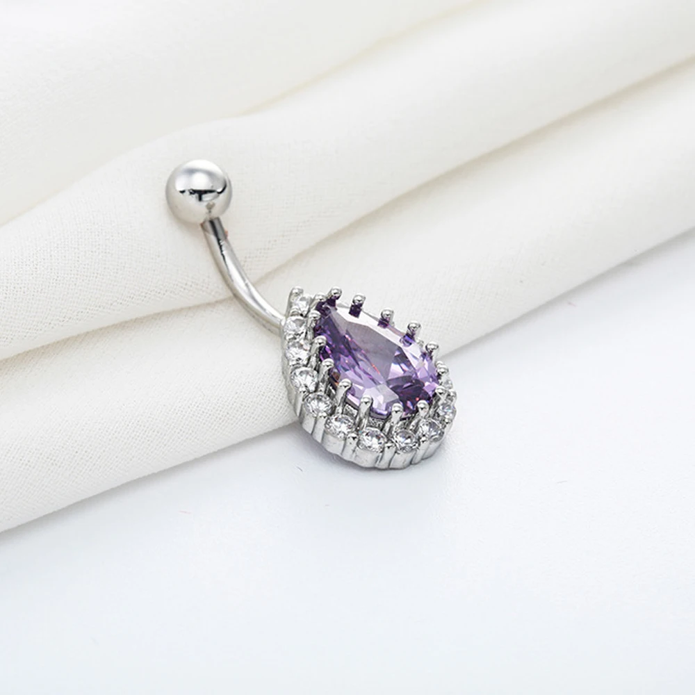 

Fashion Water Drop Zircon Navel Piercing Stainless Steel Belly Button Rings Body Jewelry for Women Belly Piercings Women