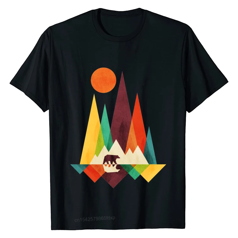 

Plus Size Men T Shirt Bear And Mountains T Shirts Harajuku Funky Summer O-Neck Men's T Shirt For Students Pure Cotton Tees