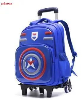 6 wheels blue Школьная сумка на колесиках, детские рюкзаки на колесиках, детский рюкзак на колесиках, школьные сумки с колесиками, студенческий рюкзак на колесиках - Цвет: 6 wheels blue