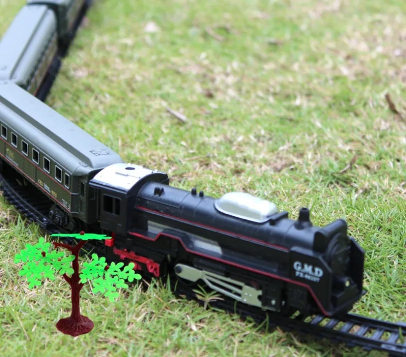 Классический Поезд супер длинный трек Ретро Паровая машина электрический