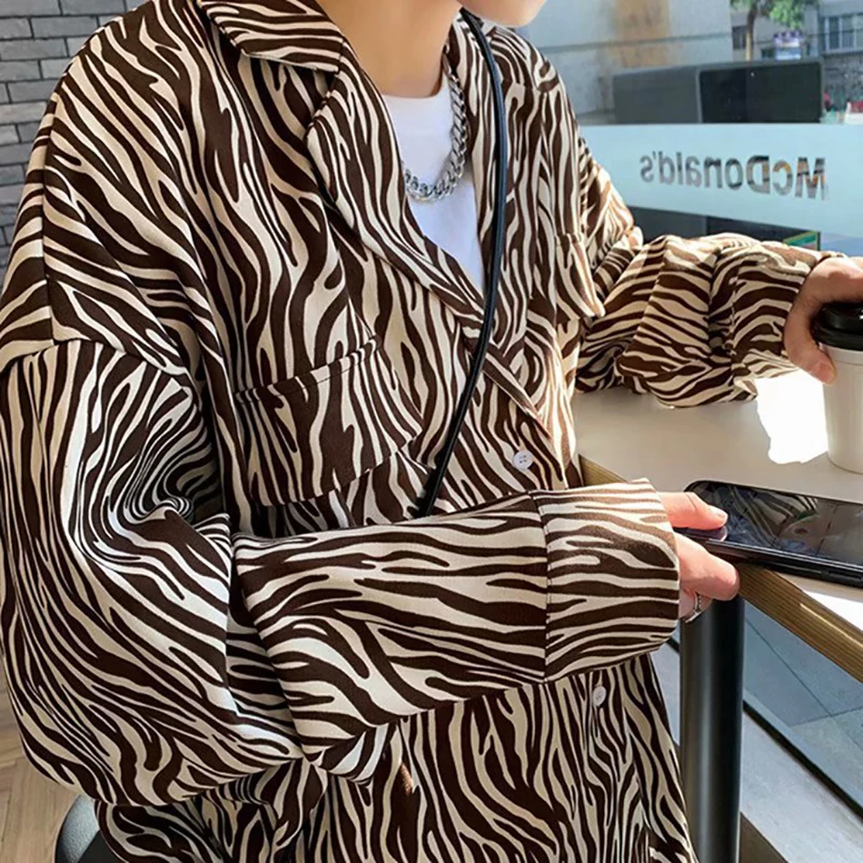 

Harajuku Hip Hop Men's Social Shirt 2021 Autumn Winter Korean Fashion Branded Men's Clothing Double Button Down Oversized Coat