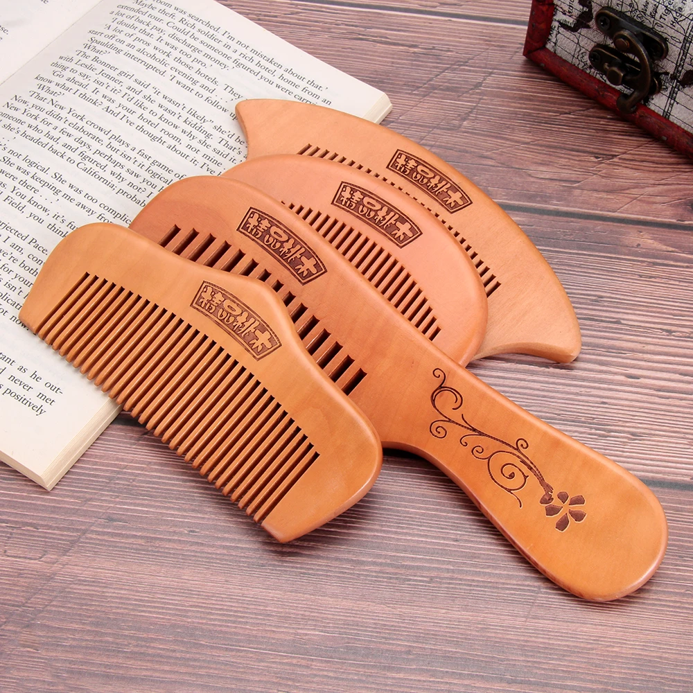 Горячая 1 шт. натуральная расческа из персикового дерева Антистатическая